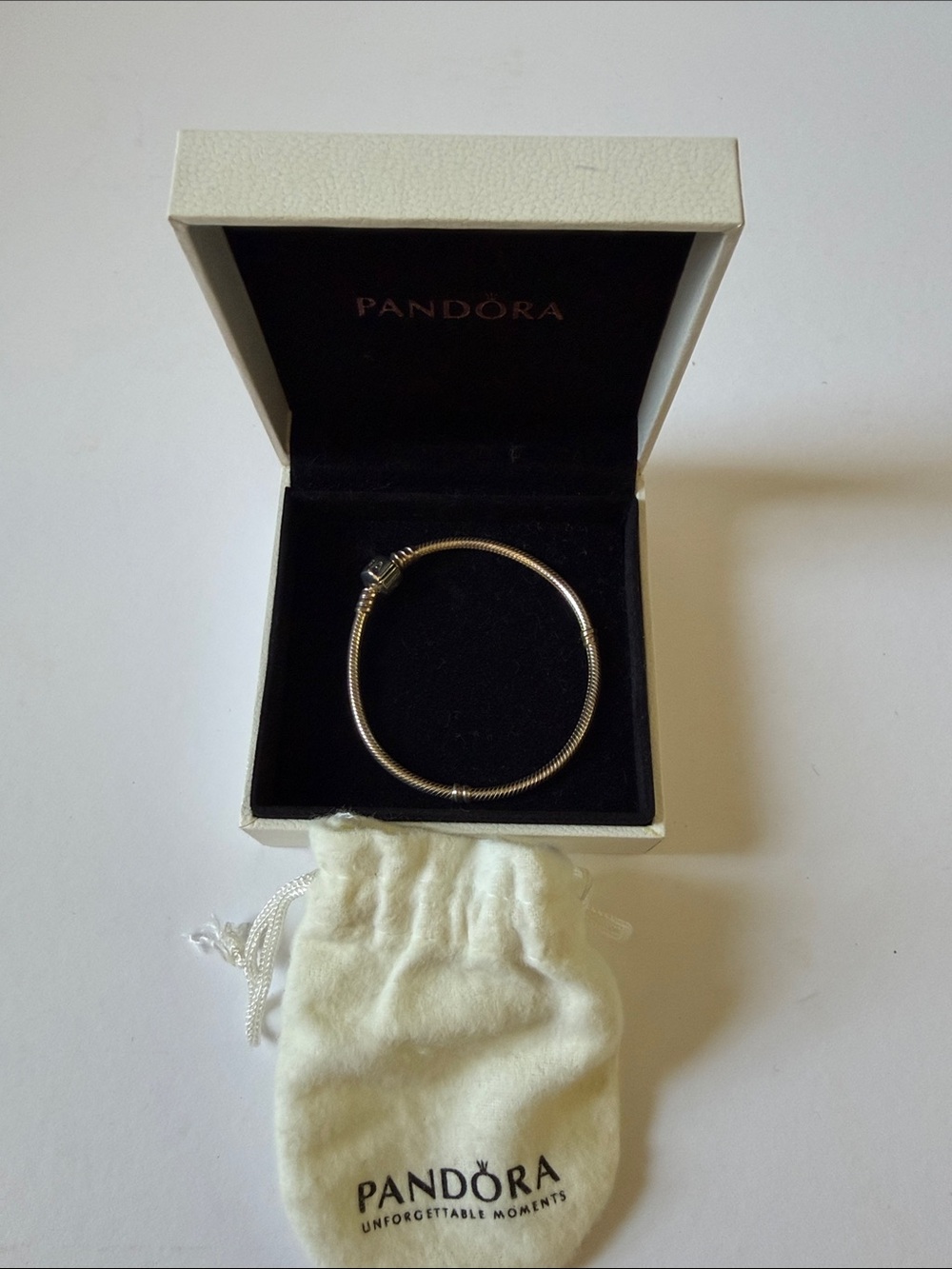 Pandora Silver Snake Chain Bracelet with Silver Clasp